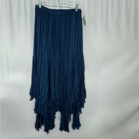 Free People Elegant Clover Navy Blue Maxi Skirt - Picture 4 of 14